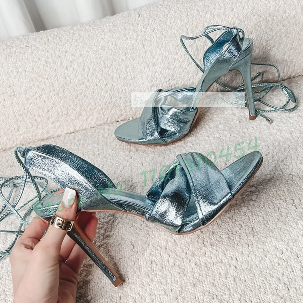 Metallic Blue Wrap Heeled Sand - Crossfit Lady review and price