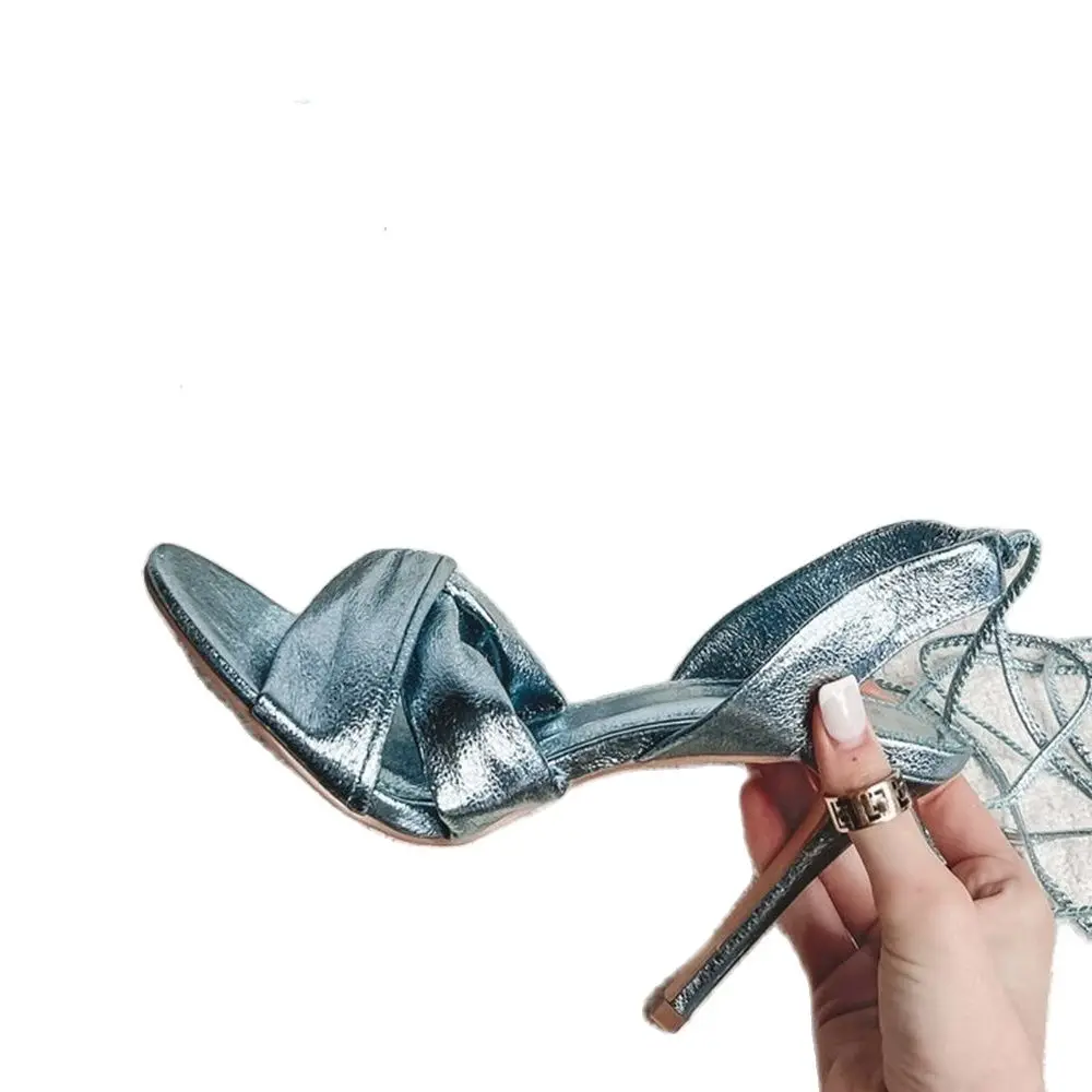 Metallic Blue Wrap Heeled Sand - Crossfit Lady review and price