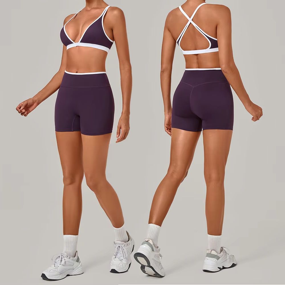 Women 2 Piece Yoga Set Deep V  - Crossfit Equipment review and price